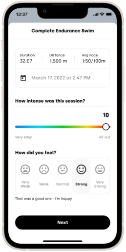 Training feedback - app